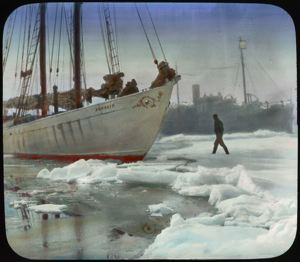 Image: Bowdoin in Melville Bay, S.S. Peary beyond